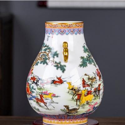 BÌNH DÁNG GIỎ DÂU VIỀN VÀNG HỌA TIẾT BÁCH LỘC